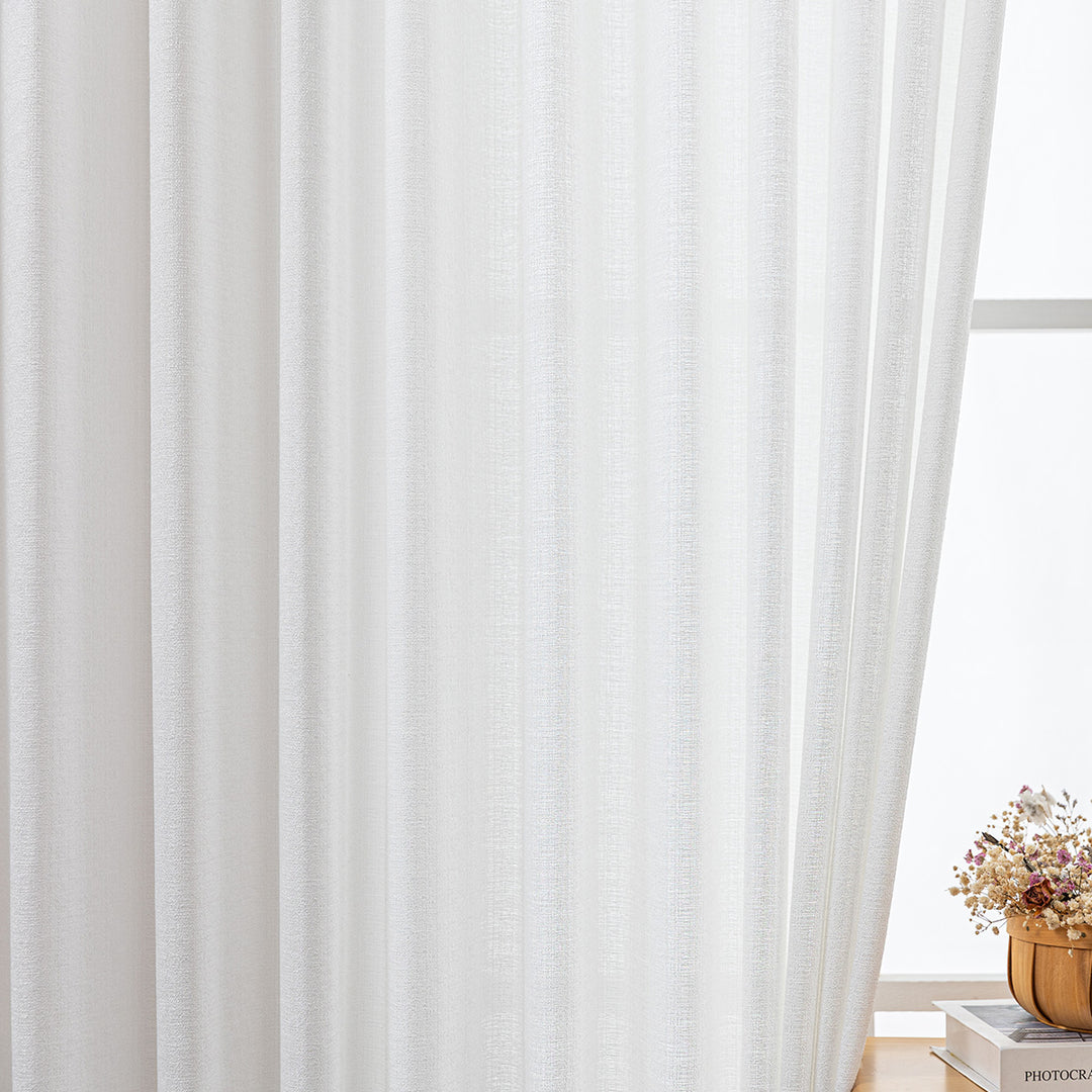 Elin Pleated Drapery – Glow Sheer Fabric with Linen Effect