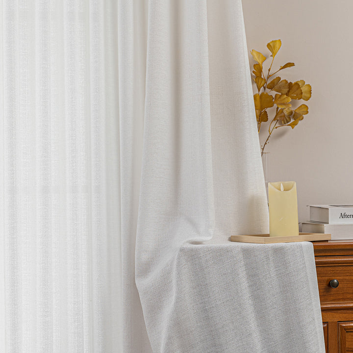 Elin Pleated Drapery – Glow Sheer Fabric with Linen Effect