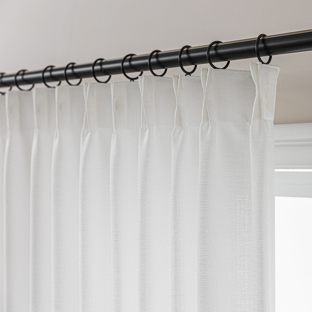 Elin Pleated Drapery – Glow Sheer Fabric with Linen Effect
