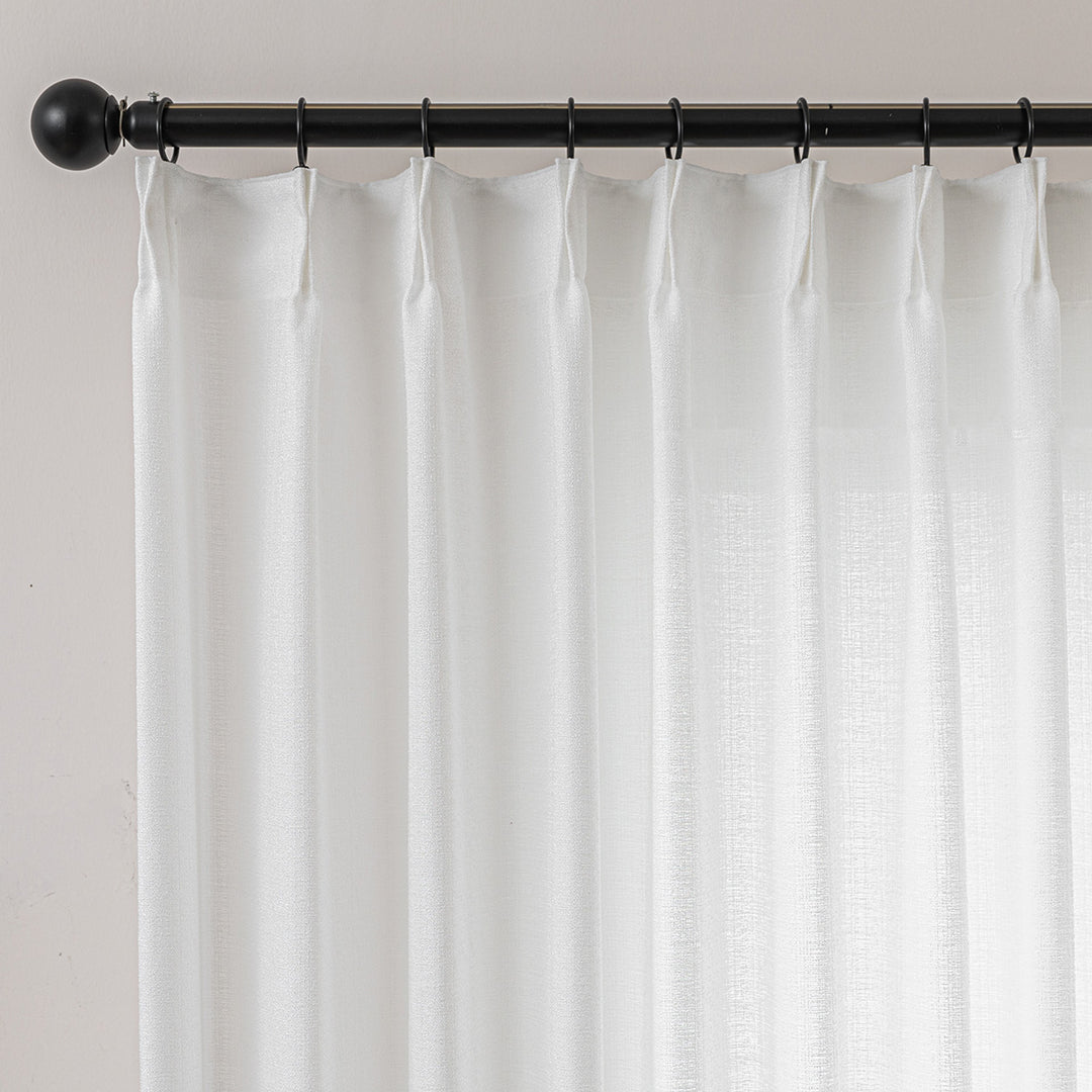 Elin Pleated Drapery – Glow Sheer Fabric with Linen Effect