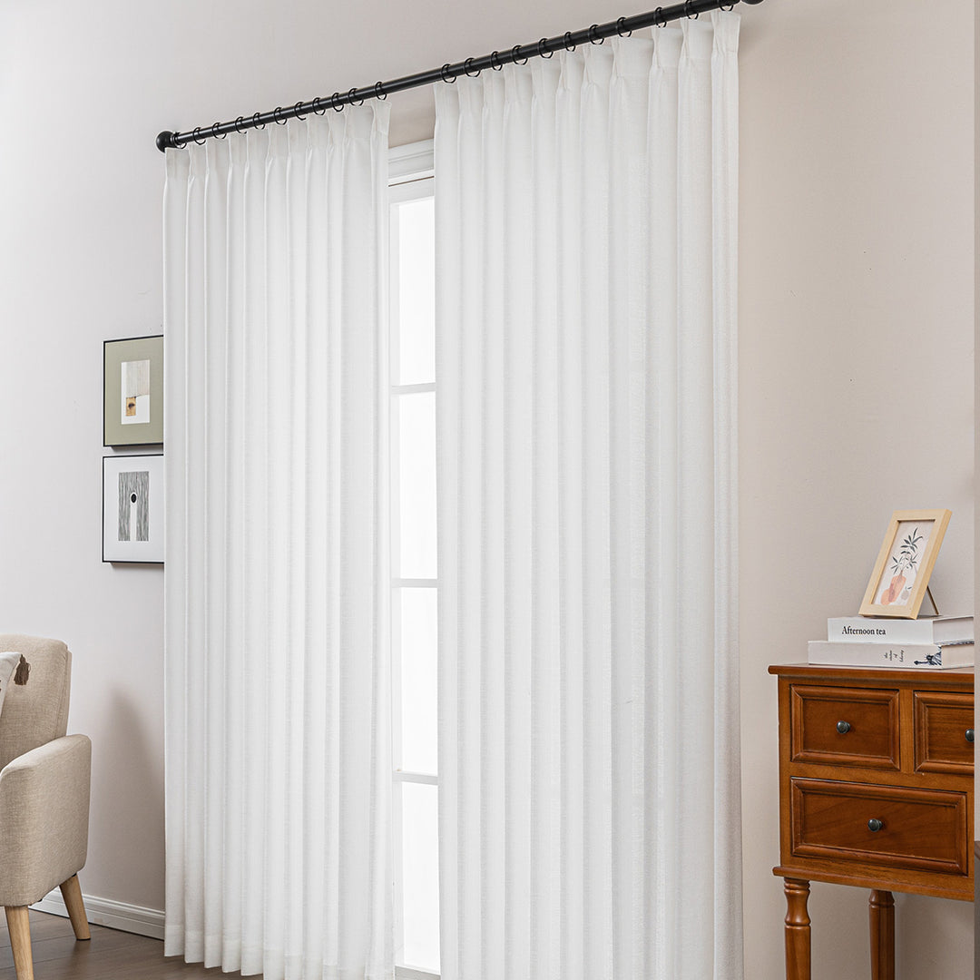 Elin Pleated Drapery – Glow Sheer Fabric with Linen Effect