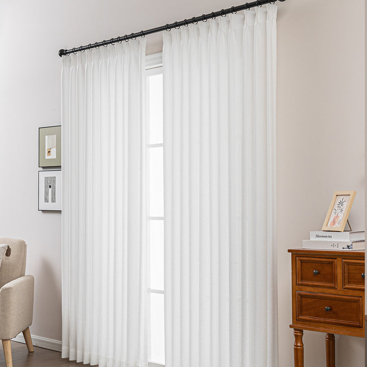 Elin Pleated Drapery – Glow Sheer Fabric with Linen Effect