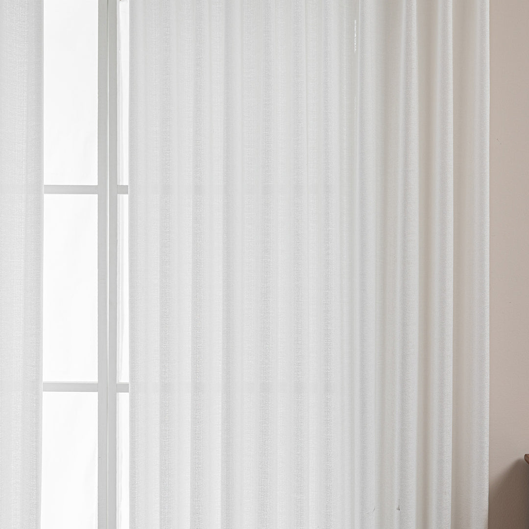 Elin Pleated Drapery – Glow Sheer Fabric with Linen Effect