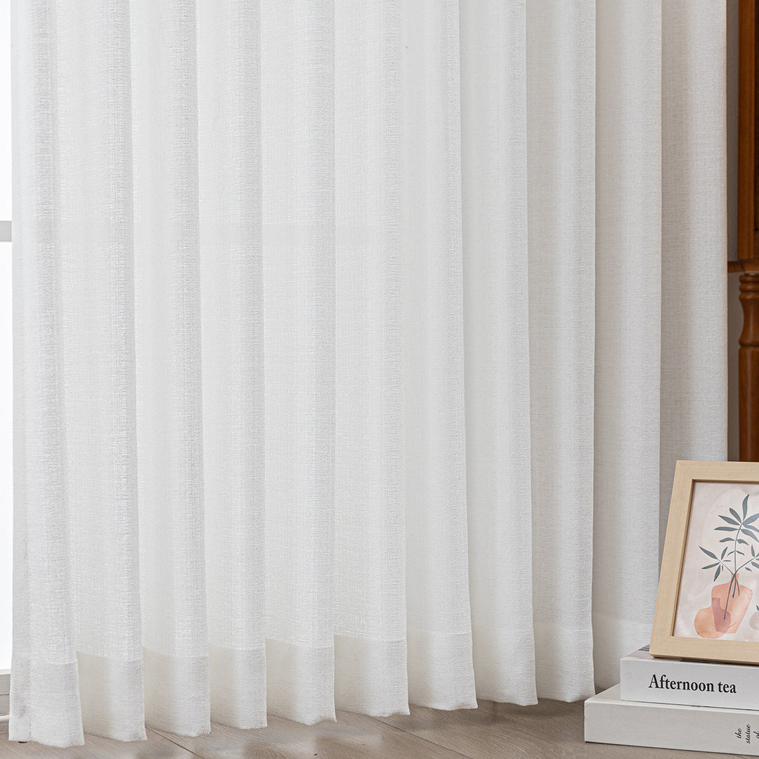 Elin Pleated Drapery – Glow Sheer Fabric with Linen Effect