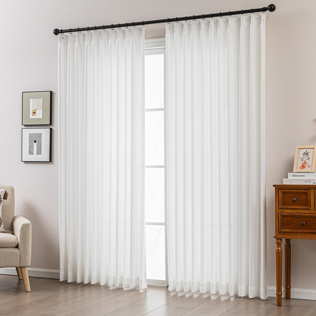 Elin Pleated Drapery – Glow Sheer Fabric with Linen Effect