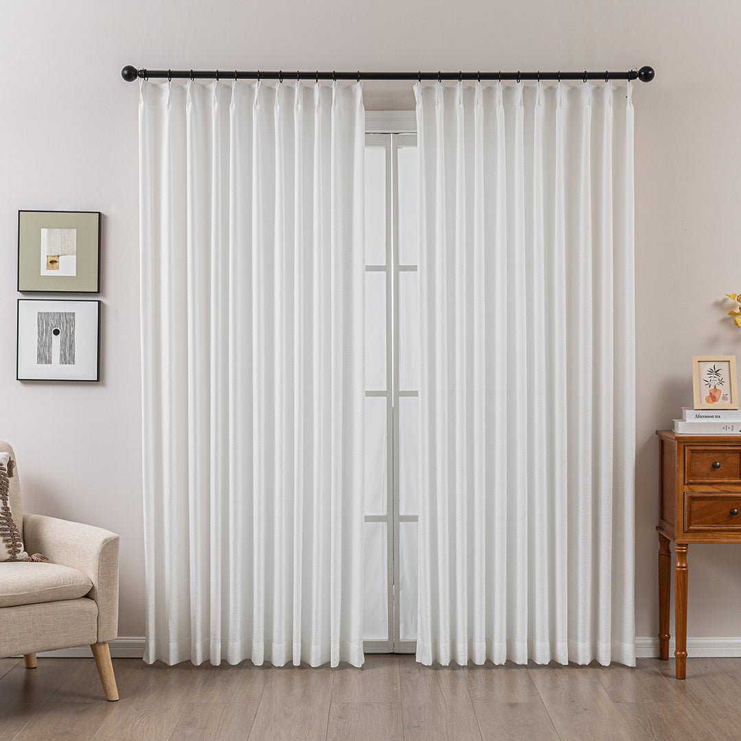 Elin Pleated Drapery – Glow Sheer Fabric with Linen Effect
