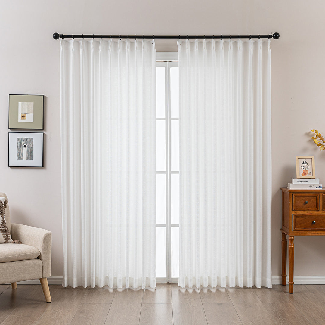 Elin Pleated Drapery – Glow Sheer Fabric with Linen Effect