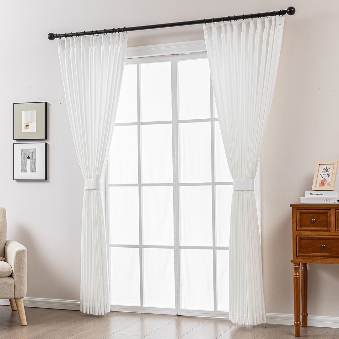 Elin Pleated Drapery – Glow Sheer Fabric with Linen Effect