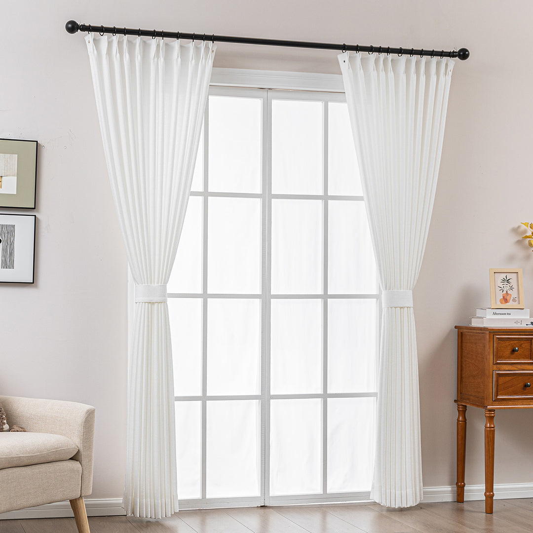 Elin Pleated Drapery – Glow Sheer Fabric with Linen Effect