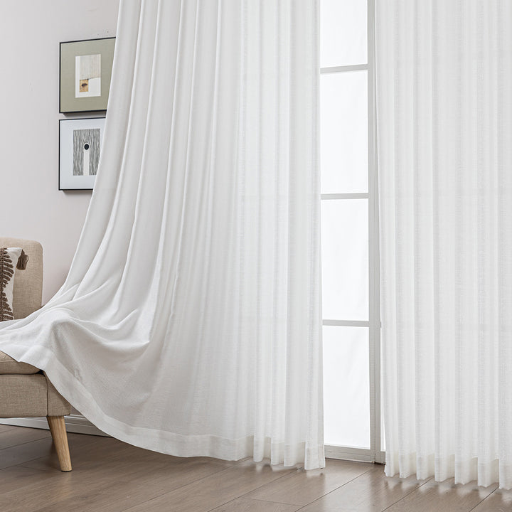 Elin Pleated Drapery – Glow Sheer Fabric with Linen Effect