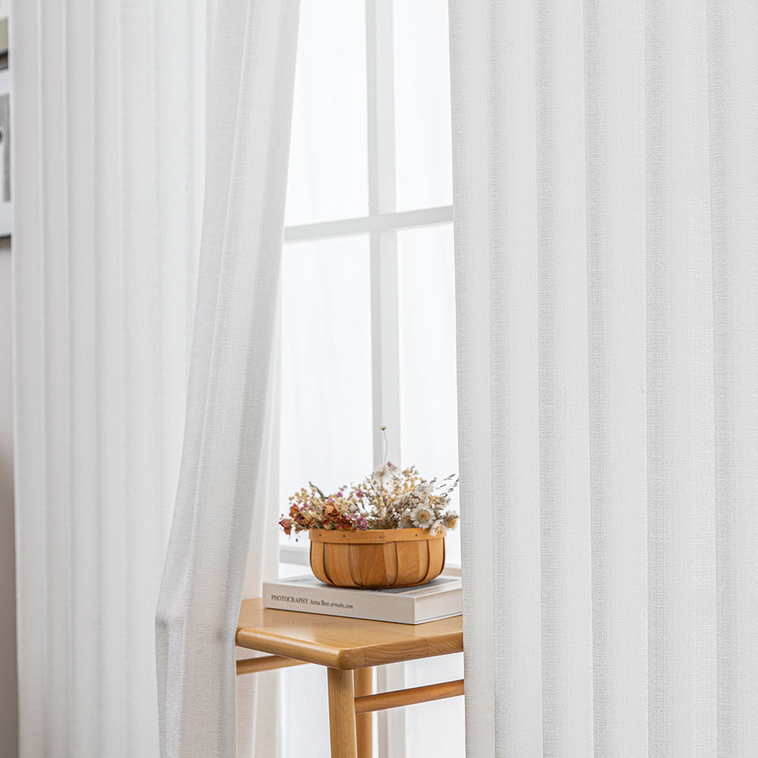 Elin Pleated Drapery – Glow Sheer Fabric with Linen Effect