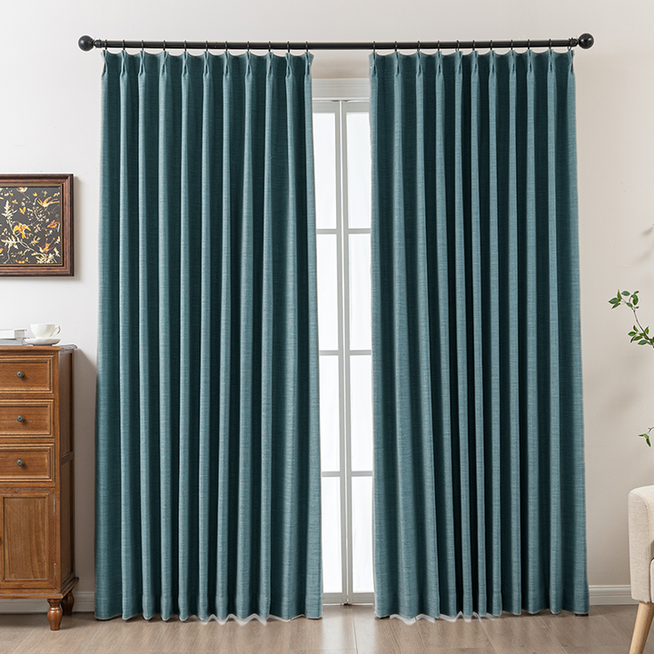 Maeve Cotton-Feel Blackout Curtains – Soft Texture, Elegant Drape-Deep Teal